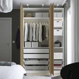 PAX / STORKLINTA Wardrobe combination, white/oak effect, 150x60x236 cm