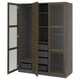 PAX / TONSTAD Wardrobe combination, dark grey brown/stained oak veneer glass, 150x60x201 cm