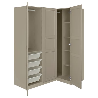 PAX / TYSSEDAL Corner wardrobe, grey-beige/grey-beige, 161/111x201 cm