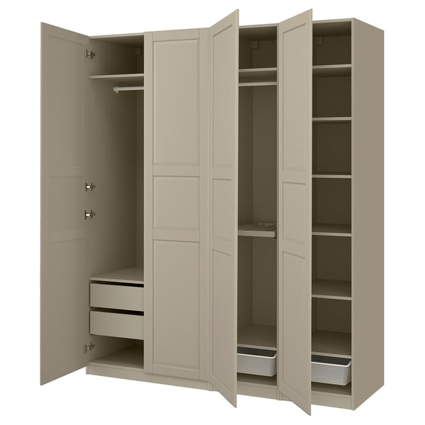 PAX / TYSSEDAL Wardrobe combination, grey-beige/grey-beige, 200x60x236 cm