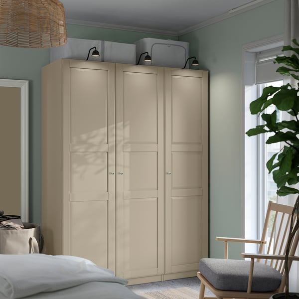 PAX / TYSSEDAL Wardrobe combination, grey-beige/grey-beige, 150x60x201 cm
