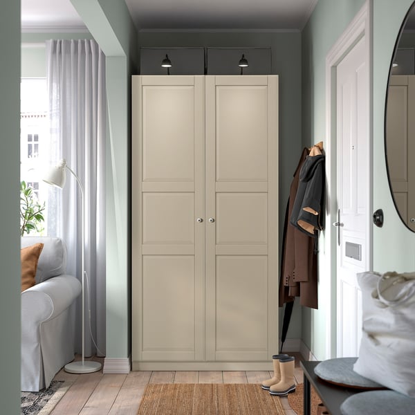 PAX / TYSSEDAL Wardrobe combination, grey-beige/grey-beige, 100x60x201 cm