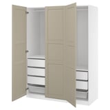 PAX / TYSSEDAL Wardrobe combination, white/grey-beige, 150x60x201 cm