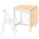 PINNTORP / FRÖSVI Table and 2 folding chairs, light brown stained white/pine white, 67/124x75 cm