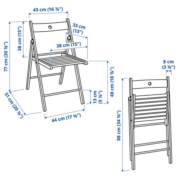 PINNTORP / FRÖSVI Table and 2 folding chairs, light brown stained white stained/pine white, 85 cm