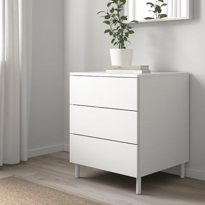 PLATSA Chest of 3 drawers, white/Fonnes white, 60x57x73 cm