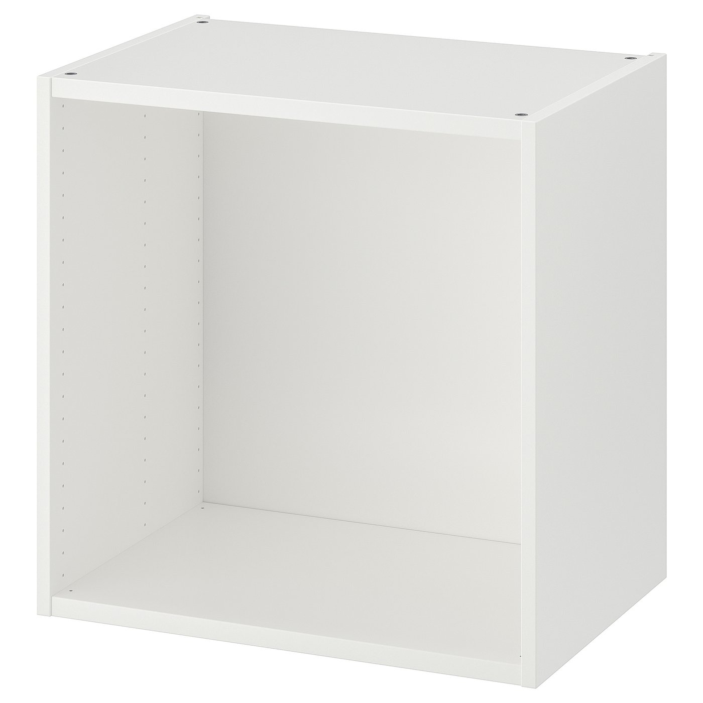 White PLATSA storage unit. Minimalist design with clean lines. Square-shaped, ready for customization with doors and organisers.