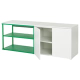 PLATSA Open storage combination w 2 doors, white Fonnes/green, 160x42x63 cm