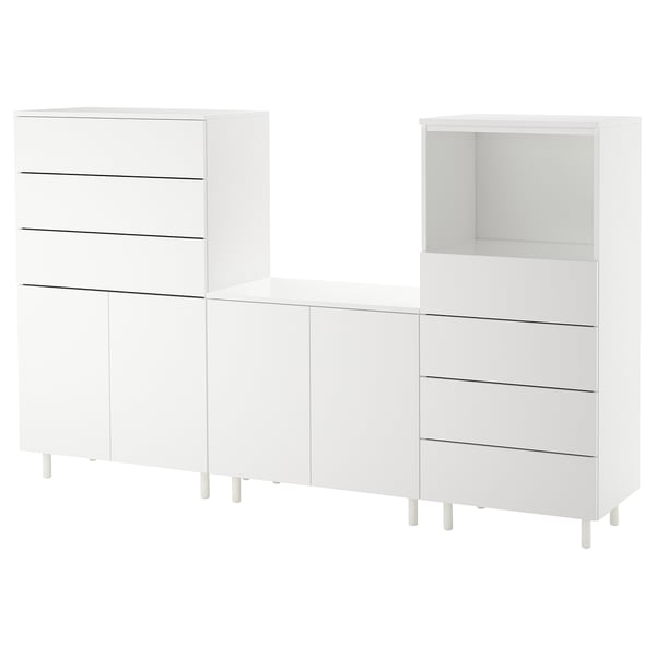 PLATSA Storage combination, white/Fonnes white, 220x42x133 cm