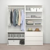 PLATSA Wardrobe with 2 doors+3 drawers, white/Fonnes white, 160x42x181 cm
