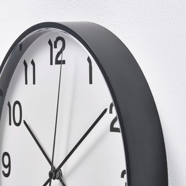 PLUTTIS Wall clock, black, 28 cm