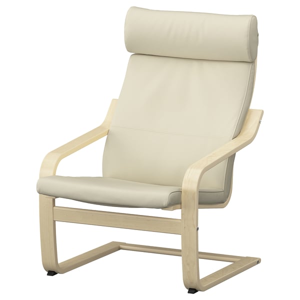 POÄNG Armchair and footstool, birch veneer/Glose eggshell