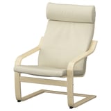 POÄNG Armchair and footstool, birch veneer/Glose eggshell