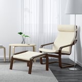 POÄNG Armchair and footstool, brown/Glose eggshell