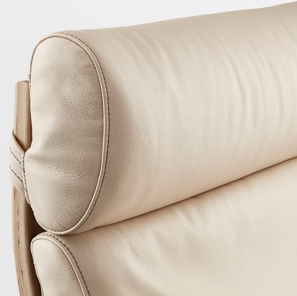 POÄNG Armchair and footstool, white stained oak veneer/Glose eggshell