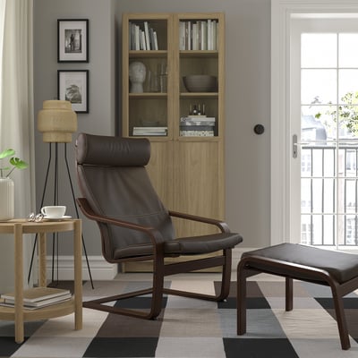 POÄNG Armchair, brown/Glose dark brown