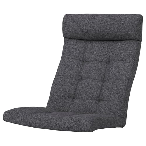 Dark grey POÄNG cushion, tufted, for armchair or rocker, recycled fabric.