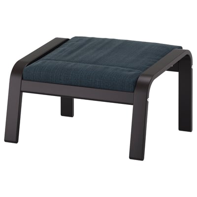 Dark grey POÄNG footrest, modern, cushioned seat, angled legs.