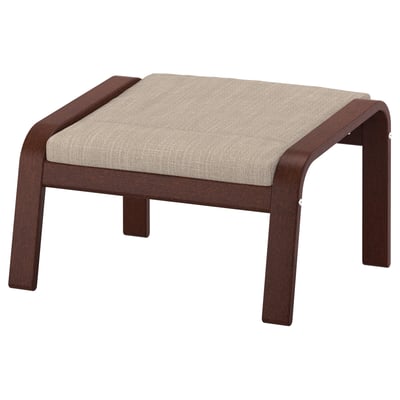 POÄNG Footstool, brown/Hillared beige