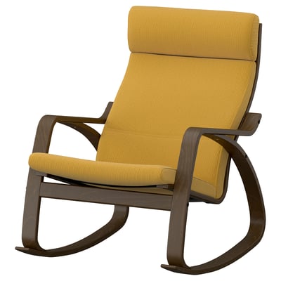POÄNG Rocking-chair, walnut effect/Kelinge dark yellow