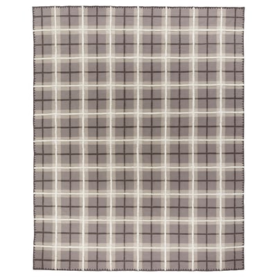 PYSSLINGGRÄS Rug, flatwoven, grey/check handmade, 240x300 cm