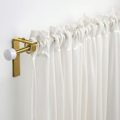 RÄCKA Curtain rod, brass-colour, 210-385 cm