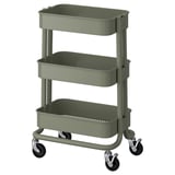 RÅSKOG Trolley, grey-green, 28x38x61 cm