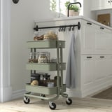RÅSKOG Trolley, grey-green, 28x38x61 cm
