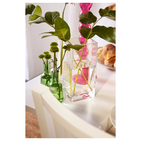 REKTANGEL Vase, clear glass, 22 cm