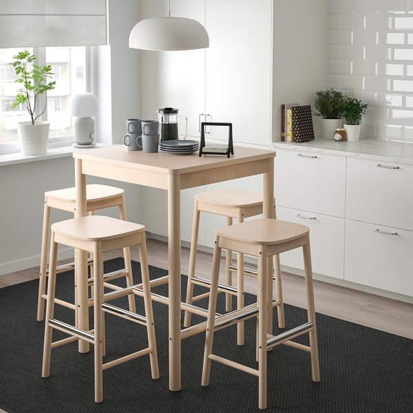 RÖNNINGE / RÖNNINGE Bar table and 4 bar stools, birch/birch