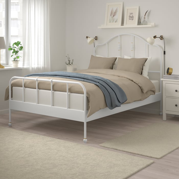 SAGSTUA Bed frame, white/Leirsund, 140x200 cm IKEA