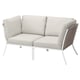 Modern outdoor sofa, SEGERÖN, light grey, steel & polyester, curved l-shape, minimalist design.