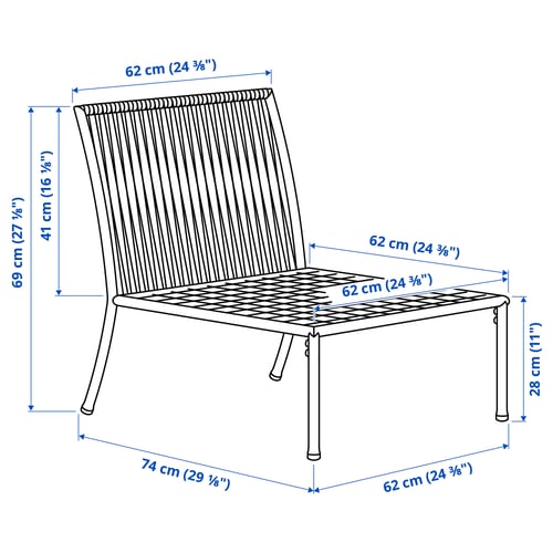 Illustration with measurements for the product: SEGERÖN.