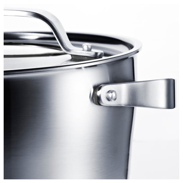 SENSUELL Pot with lid, stainless steel/grey, 5.5 l