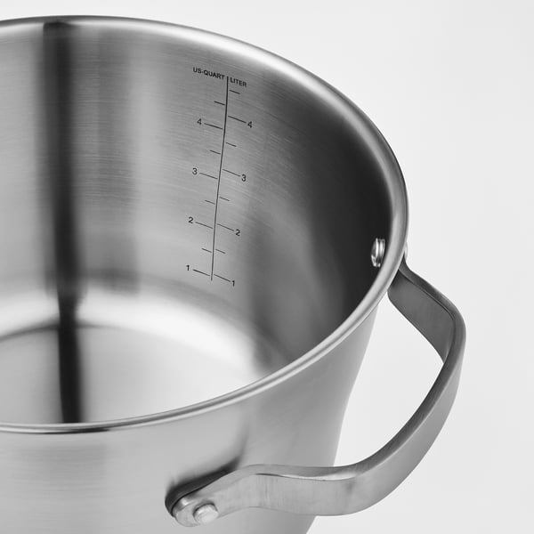 SENSUELL Pot with lid, stainless steel/grey, 5.5 l