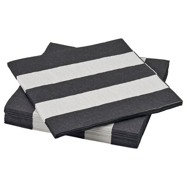 SILVERTETRA Paper napkin, striped black/white, 33x33 cm