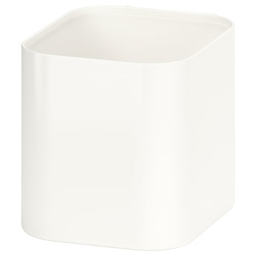 SKÅDIS white organiser: square, modern design, glossy finish, sturdy steel base.