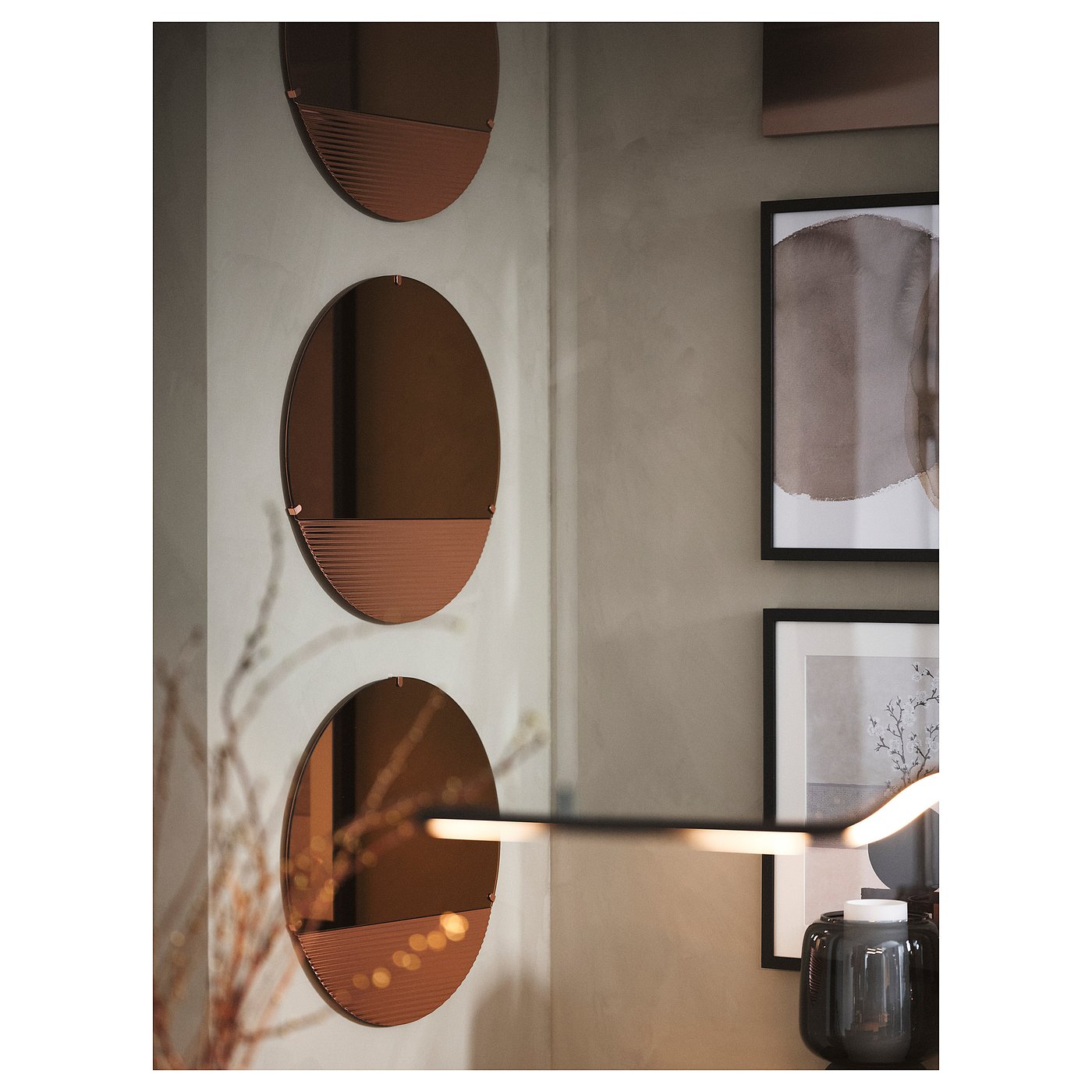 SKOGSGRÄNSEN decorative mirror, copper-colour, 50 cm - IKEA