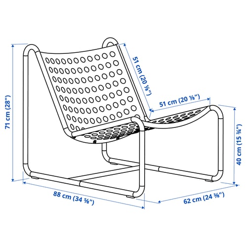 Illustration with measurements for the product: SKOGSÖN.
