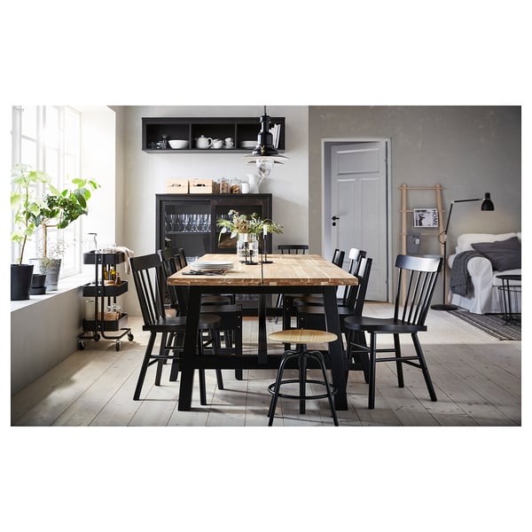 skogsta norraryd طاولة و 6 كراسي اكاسيا أسود ikea
