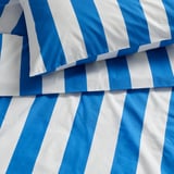 SLÅNHÖSTMAL Duvet cover and 2 pillowcases, blue/white/striped, 240x220/50x80 cm