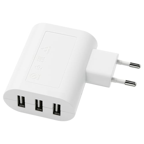 White SMÅHAGEL 3-port usb charger.