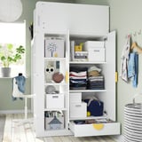 SMÅSTAD Loft bed, white white/with desk with 2 shelves, 90x200 cm