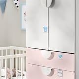 SMÅSTAD / PLATSA Wardrobe, white pale pink/with 4 drawers, 60x42x181 cm