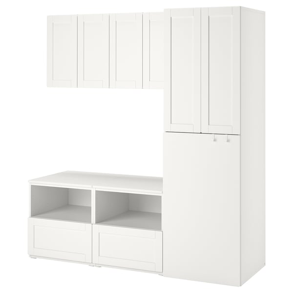 smastad تشكيلة تخزين أبيض مع إطار مع سحب ikea