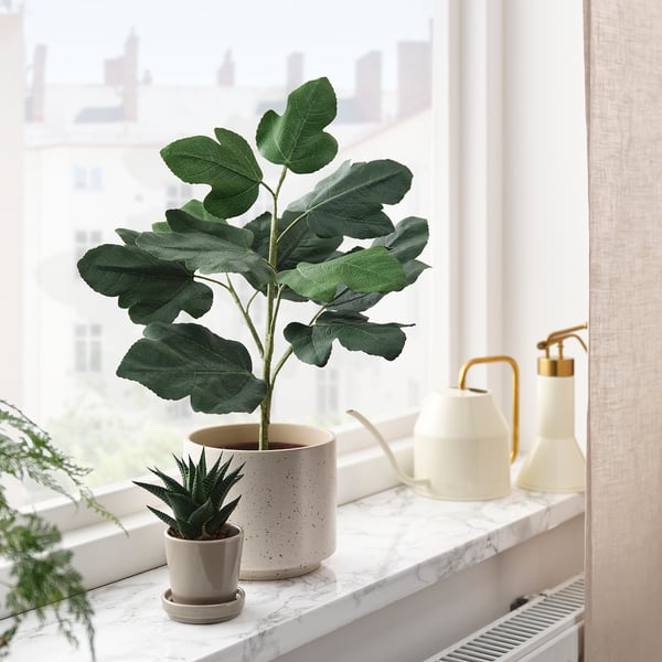 SMÅTÄRNA Artificial potted plant, paper/Fig, 12 cm