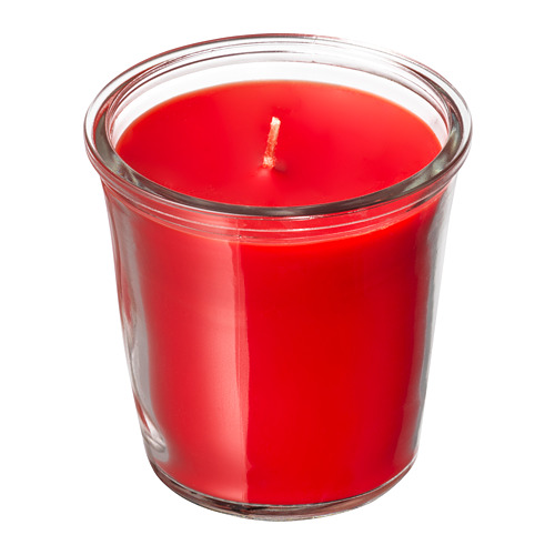 SMÅTREVLIG Scented candle in glass IKEA