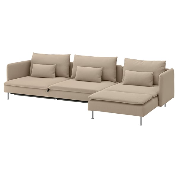 SÖDERHAMN 4-seat sofa-bed, with chaise longue/Kelinge beige