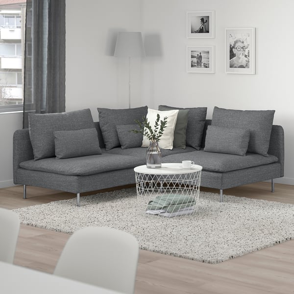 S DERHAMN Corner sofa 3-seat - Lejde grey black - IKEA