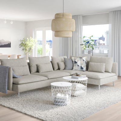 SÖDERHAMN Corner sofa, 4-seat, with open end/Viarp beige/brown